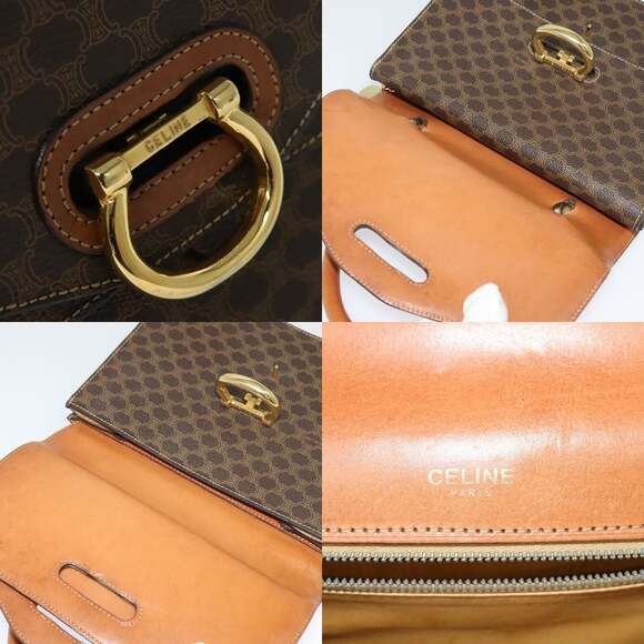 CELINE Macadam Canvas Hand Bag Pvc Leather Brown Gold - Picture 11 of 13